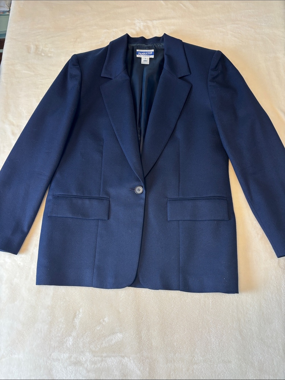 Vintage Classic Pendleton Dark Navy Women's Single-Button Blazer 100% Wool
